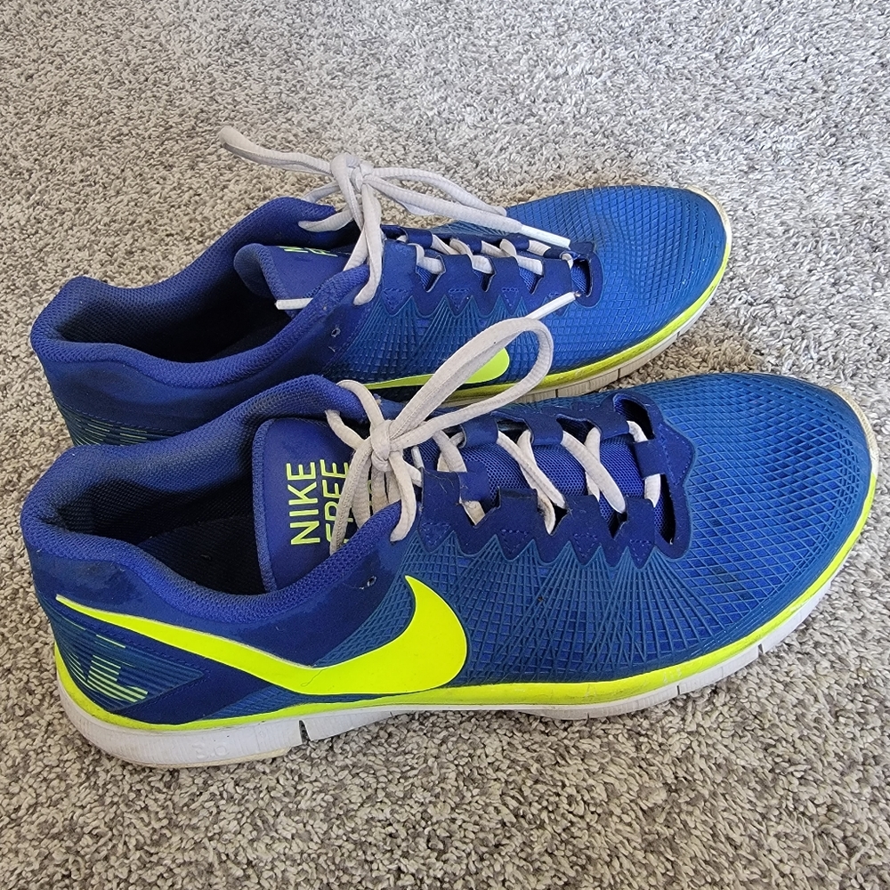 Blue and Yellow Size 14 Nike Free 3.0 Shoes